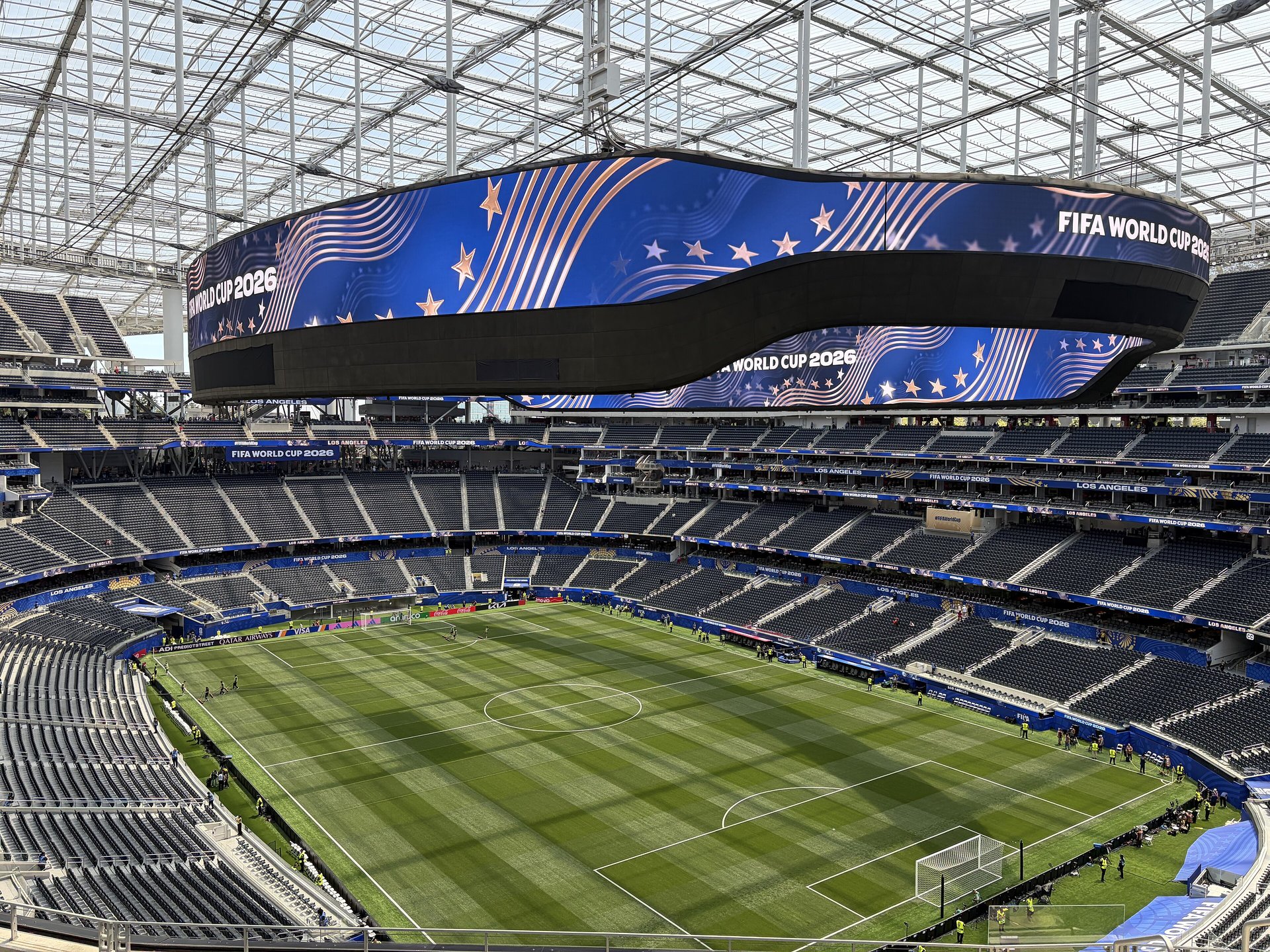 SoFi Stadium mostly empty three hours before the United States played Paraguay at the 2026 World Cup